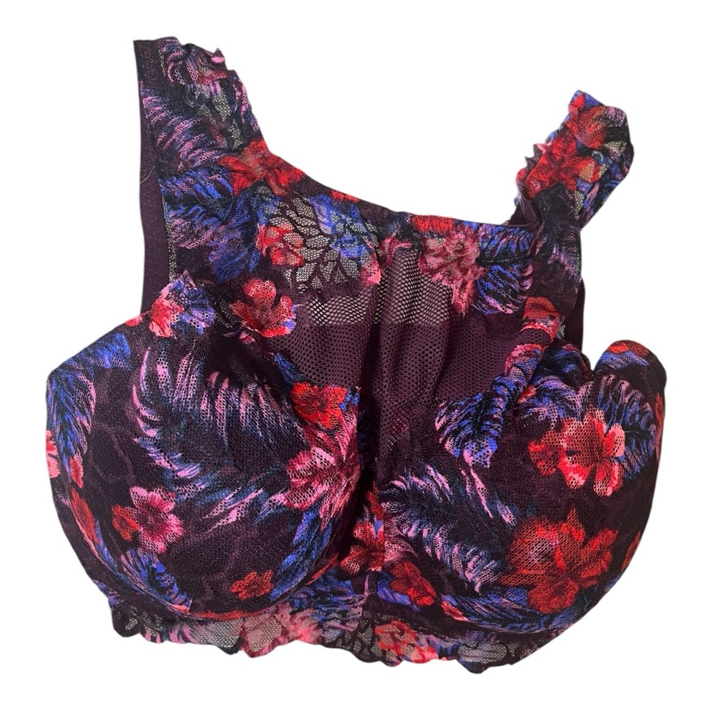 VICTORIA SECRET PINK VIVID FLORAL LACE PADDED UNDERWIRE BRA SIZE M DD - Picture 5 of 16